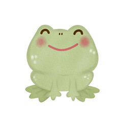 cute green frog animal watercolor