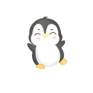 cute penguin animal watercolor