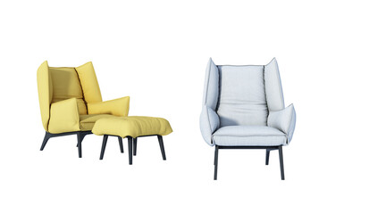 Armchair isolated on white background, 3D rendering