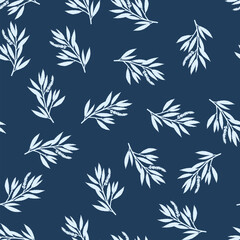 Seamless pattern with white willow branches