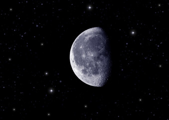 The moon in the night sky