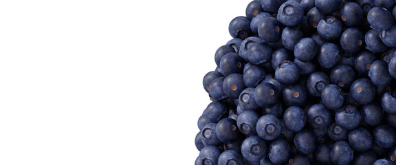 Fruit and healthy food concept. Fresh blueberry isolated on transparent background. 3d rendering illustration. PNG format