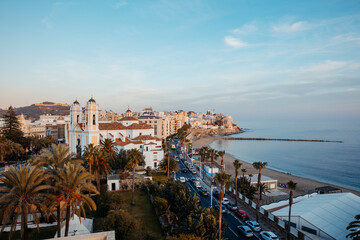 General view of the southern bay of Ceuta where you can see the cathedral and the fortress of Monte Hacho