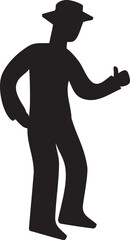 指を立てて了解をする男性のシルエット