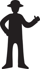 指を立てて了解をする男性のシルエット