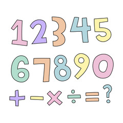 Number and Math symbol 2 cute add line on a white background, vector illustration. 
