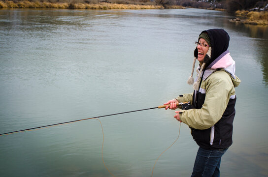 Fly fishing on the San Juan River below Navajo Dam, Northern New Mexico.