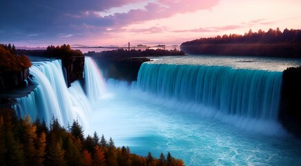 Naklejka na ściany i meble Majestic Power: The Mighty Waterfall [AI Generated]