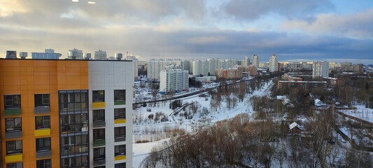 development of a residential quarter in winter