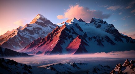Stunning winter landscape with snow-covered mountains [AI Generated]