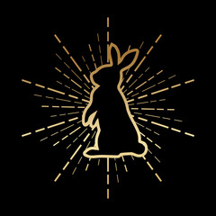 Golden Easter Bunny With Sunburst