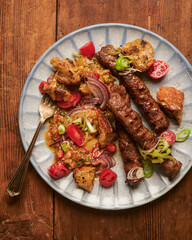 Cevapi with roasted eggplants pesto