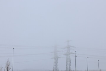 Fototapeta premium power lines in the field