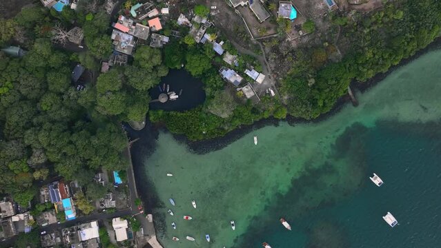 Bay In The Village Of Trou d'Eau Douce Top View, Mauritius, Aerial View