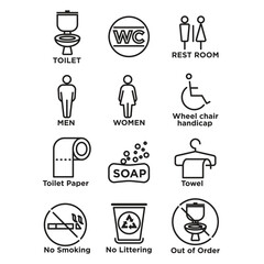 Toilet icon set vector. Suitable for bathroom or toilet icon sign or symbol.