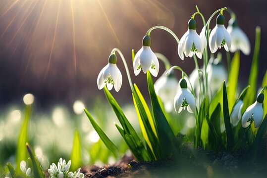 Snowdrops, one of the earliest signs of spring, are gorgeous and fragile. Generative AI