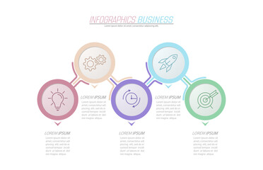 Infographics. Visualization of business data, projects, trainings, development plans and strategies. Pictograms of processes