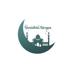 Silhouette themed mosque vector logo