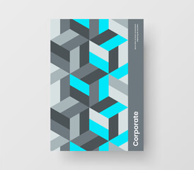 Bright brochure A4 design vector template. Isolated geometric shapes placard layout.