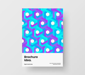 Simple corporate brochure A4 design vector illustration. Fresh geometric shapes annual report template.