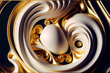 abstract flowing paint or water as artistic wallpaper for design in yellow, gold, orange, elegant and slime blob color, created with Generative AI technology
