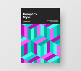 Fresh handbill A4 vector design template. Isolated mosaic tiles company identity illustration.
