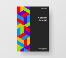 Bright mosaic shapes booklet illustration. Vivid cover A4 design vector template.