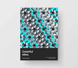 Minimalistic mosaic pattern company brochure illustration. Vivid flyer A4 vector design template.