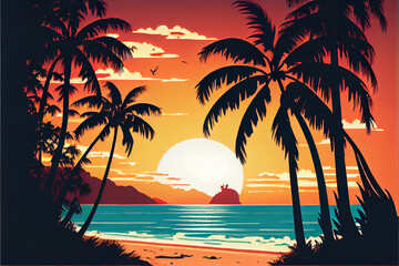 Fototapeta na wymiar Sonnenuntergang an einem tropischen Strand