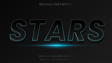 Fototapeta na wymiar Futuristic scifi glow neon blue stars 3D Editable text Effect Style