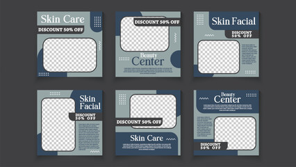 Beauty promotion social media post. Design editable template for social media posts and web mobile ads.