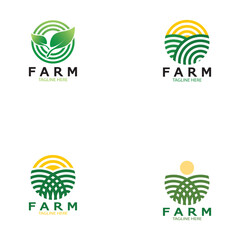 Farm agriculture and plantation fields logo design vector illustration icon