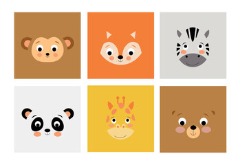 set of funny cartoon animals