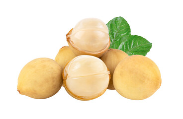 Longkong langsart fruit with leaf isolated on transparent png