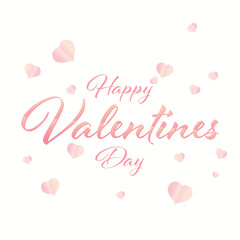 Pink Happy Valentine's Day Font On Hearts Decorated Background.
