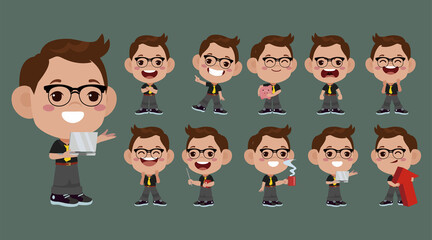 Business people set different gestures