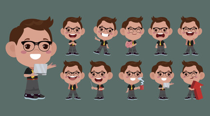 Business people set different gestures