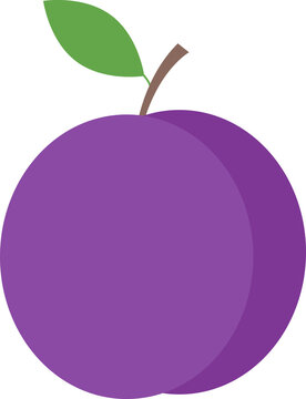 purple plum fruit with green leaf clip art preview