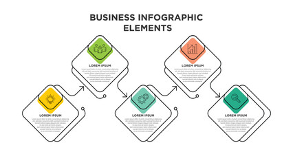 Infographics for business concept with icons and 5 options or steps. For content, diagram, flowchart, steps, parts, timeline infographics, workflow, chart.