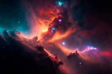 Obraz na płótnie Canvas Infinite outer Galaxy Space background with nebulas and stars. Generative ai