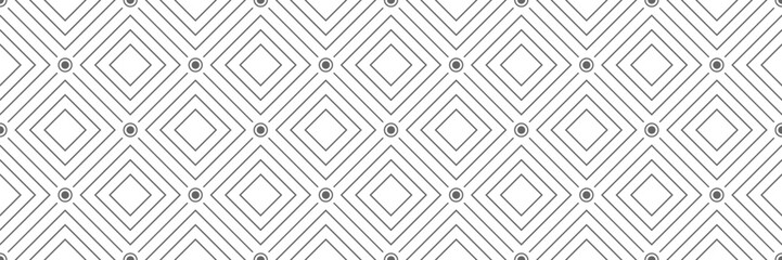 Seamless pattern of lines, circles and squares for textiles, texture, creative design and simple backgrounds - obrazy, fototapety, plakaty