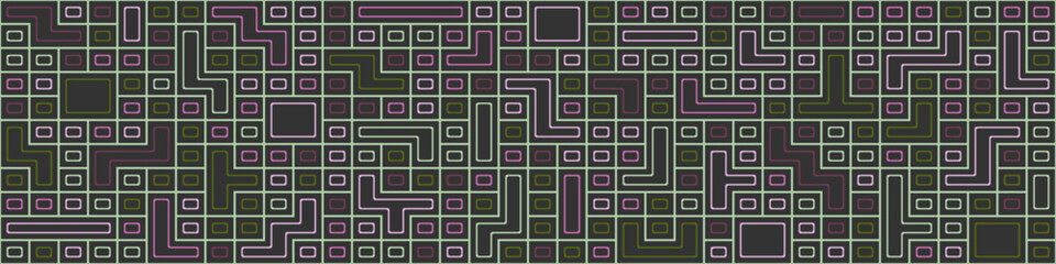 Seamless geometric pattern of multicolored squares and arbitrary shapes. A template for textures, textiles, simple backgrounds and creative ideas