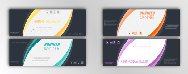 Abstract template for the design of a web banner with space for photos, text and visual information