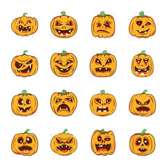Pack of Horror Pumpkin Flat Vectors 

