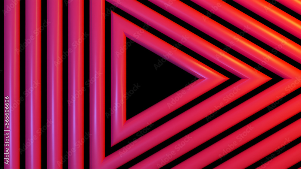 Poster abstract concept. pink background of triangles shapes on a isolated black background. red color. 3d 
