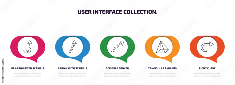 Poster user interface collection. infographic element with outline icons and 5 step or option. user interfa