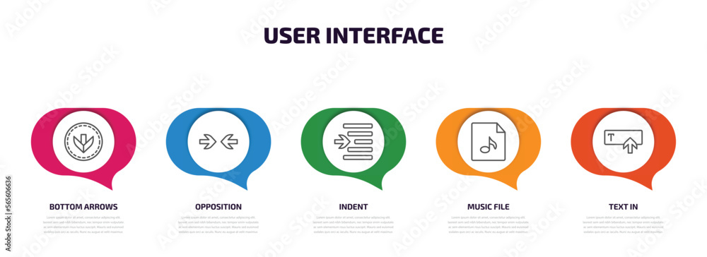 Poster user interface infographic element with outline icons and 5 step or option. user interface icons suc