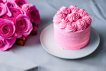 cake with roses on top