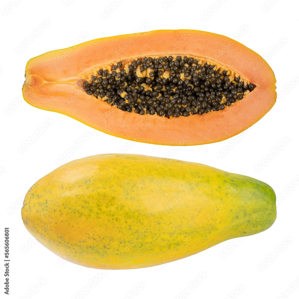 Wall mural ripe papaya isolated on a white background