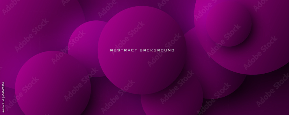 Poster 3d purple geometric abstract background overlap layer on dark space with circle shapes decoration. m